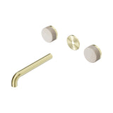 Nero Serenity Wall Basin Set 185mm Spout Trim Kit Only Rome Travertine Handle Brushed Gold 24D082BG