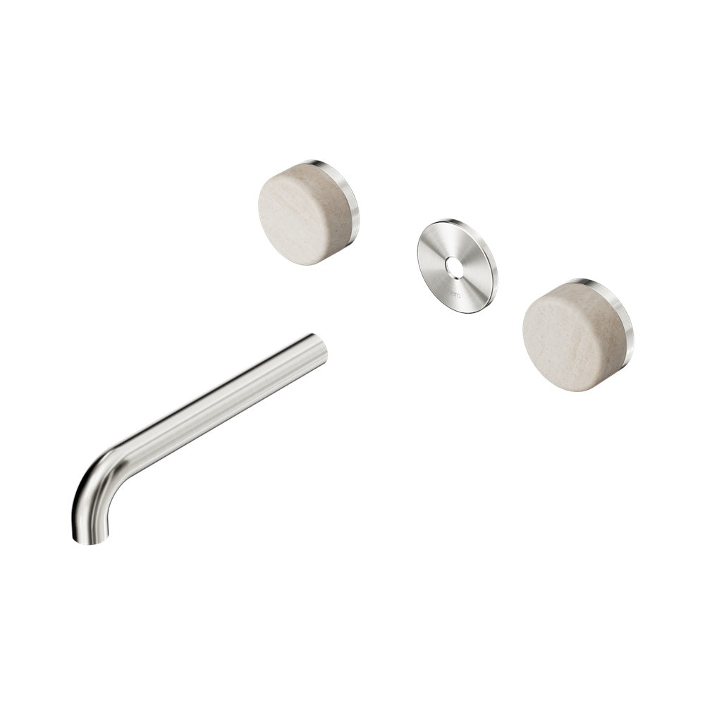 Nero Serenity Wall Basin Set 185mm Spout Trim Kit Only Rome Travertine Handle Brushed Nickel 24D082BN