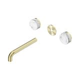 Nero Serenity Wall Basin Set 185mm Spout Trim Kit Only Arabescato Corchia Handle Brushed Gold 24D083BG