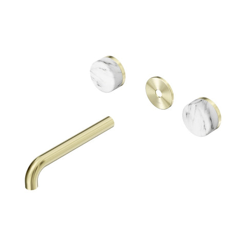 Nero Serenity Wall Basin Set 185mm Spout Trim Kit Only Arabescato Corchia Handle Brushed Gold 24D083BG