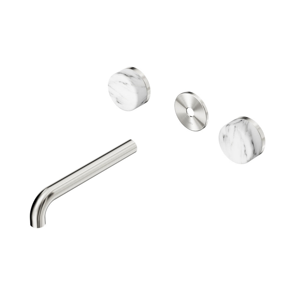 Nero Serenity Wall Basin Set 185mm Spout Trim Kit Only Arabescato Corchia Handle Brushed Nickel 24D083BN