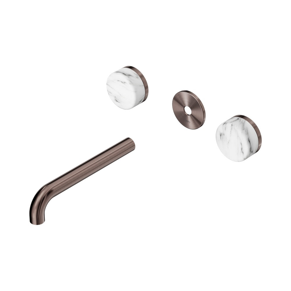 Nero Serenity Wall Basin Set 185mm Spout Trim Kit Only Arabescato Corchia Handle Brushed Bronze 24D083BZ