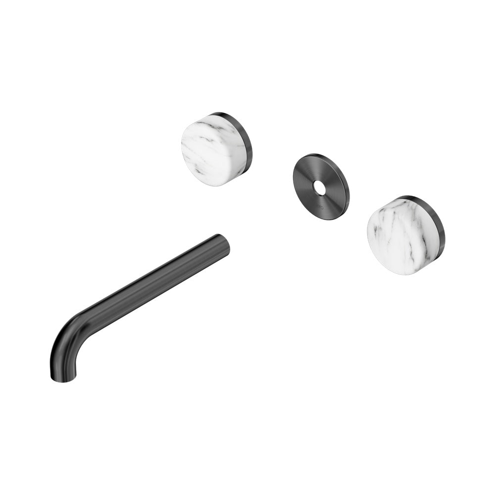 Nero Serenity Wall Basin Set 185mm Spout Trim Kit Only Arabescato Corchia Handle Gunmetal 24D083GM