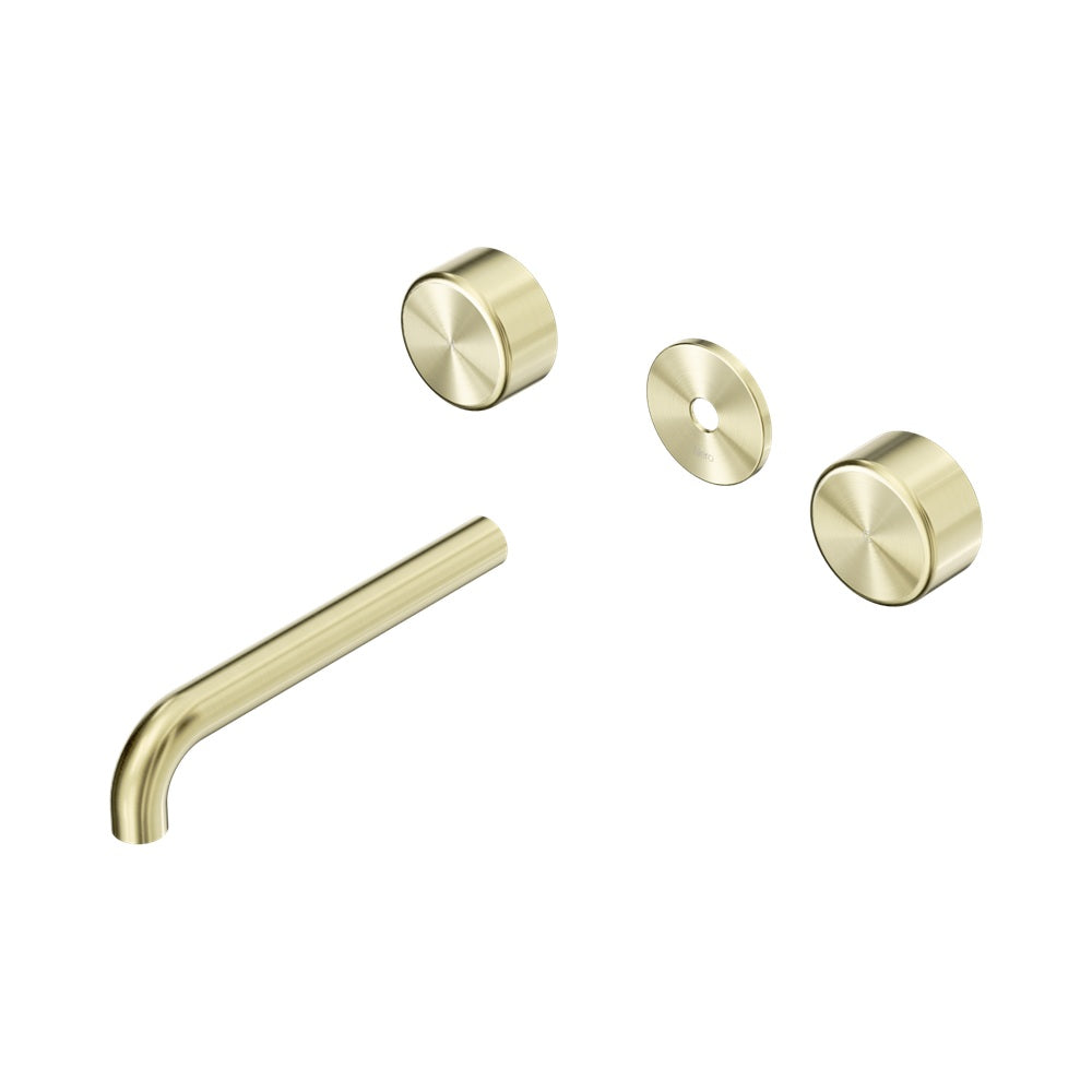 Nero Serenity Wall Basin Set 185mm Spout Trim Kit Only Metal Handle Brushed Gold 24D085BG