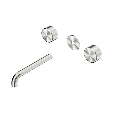 Nero Serenity Wall Basin Set 185mm Spout Trim Kit Only Metal Handle Brushed Nickel 24D085BN