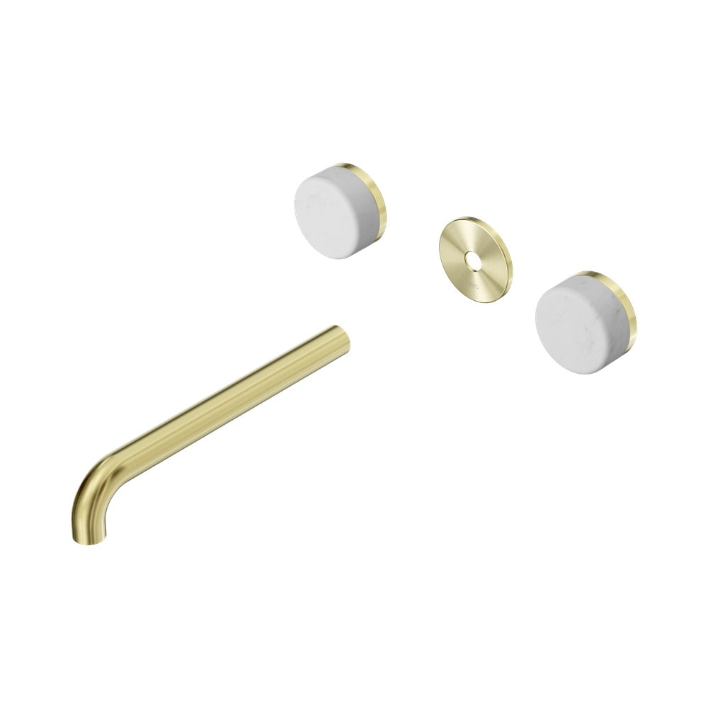 Nero Serenity Wall Basin Set 220mm Spout Trim Kit Only Carrara Handle Brushed Gold 24D086BG