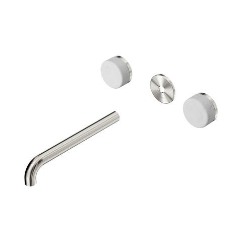 Nero Serenity Wall Basin Set 220mm Spout Trim Kit Only Carrara Handle Brushed Nickel 24D086BN