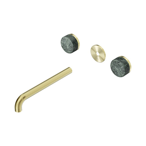 Nero Serenity Wall Basin Set 220mm Spout Trim Kit Only Verde Alpi Handle Brushed Gold 24D087BG