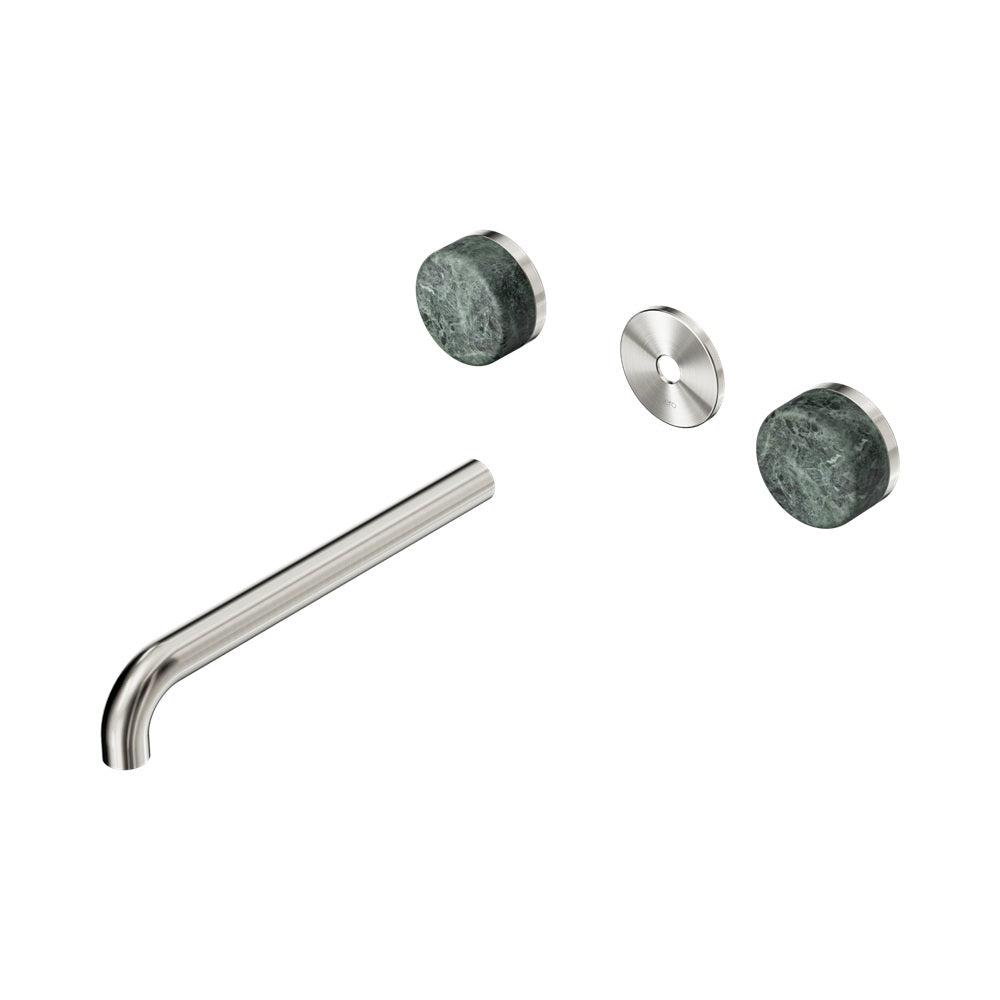Nero Serenity Wall Basin Set 220mm Spout Trim Kit Only Verde Alpi Handle Brushed Nickel 24D087BN