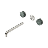 Nero Serenity Wall Basin Set 220mm Spout Trim Kit Only Verde Alpi Handle Brushed Nickel 24D087BN
