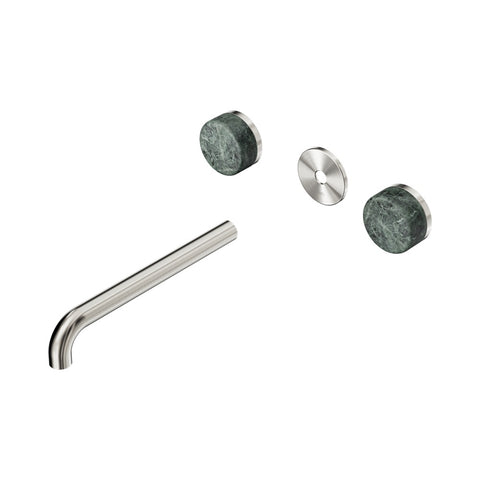 Nero Serenity Wall Basin Set 220mm Spout Trim Kit Only Verde Alpi Handle Brushed Nickel 24D087BN