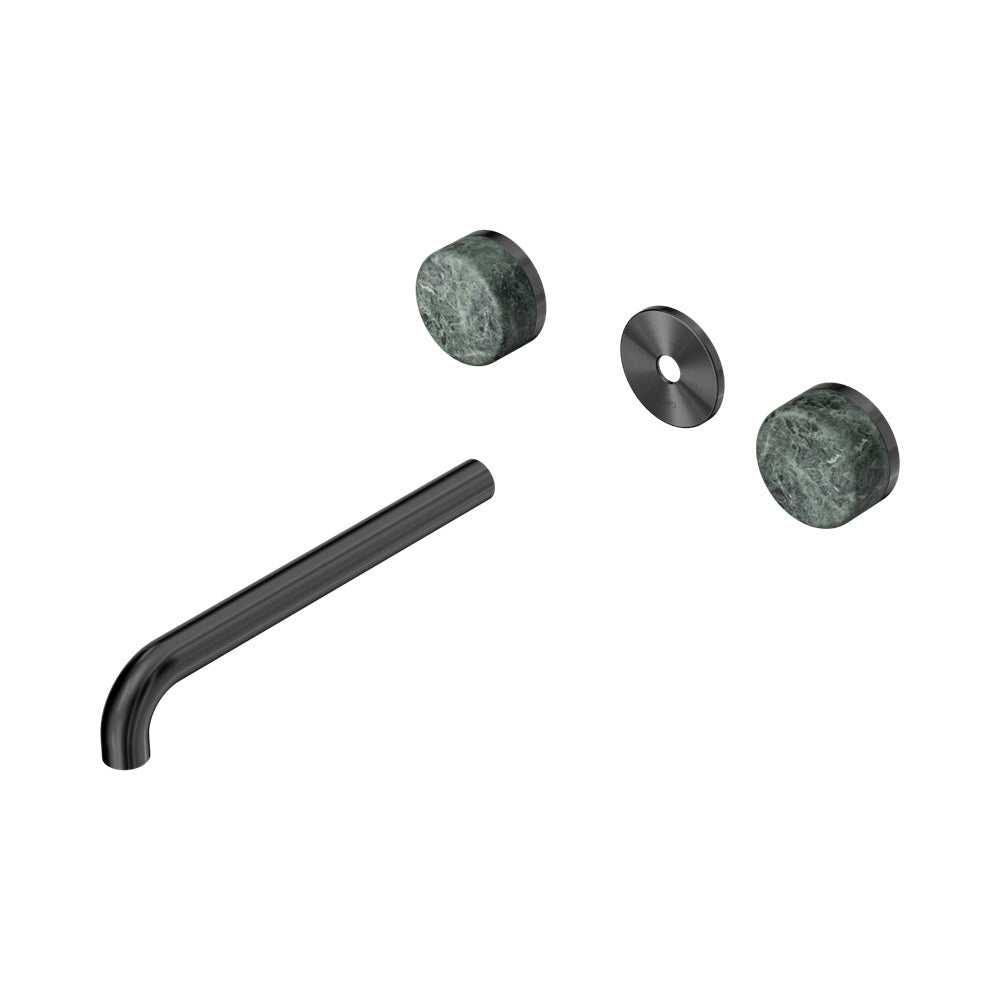 Nero Serenity Wall Basin Set 220mm Spout Trim Kit Only Verde Alpi Handle Gunmetal 24D087GM