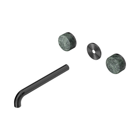 Nero Serenity Wall Basin Set 220mm Spout Trim Kit Only Verde Alpi Handle Gunmetal 24D087GM