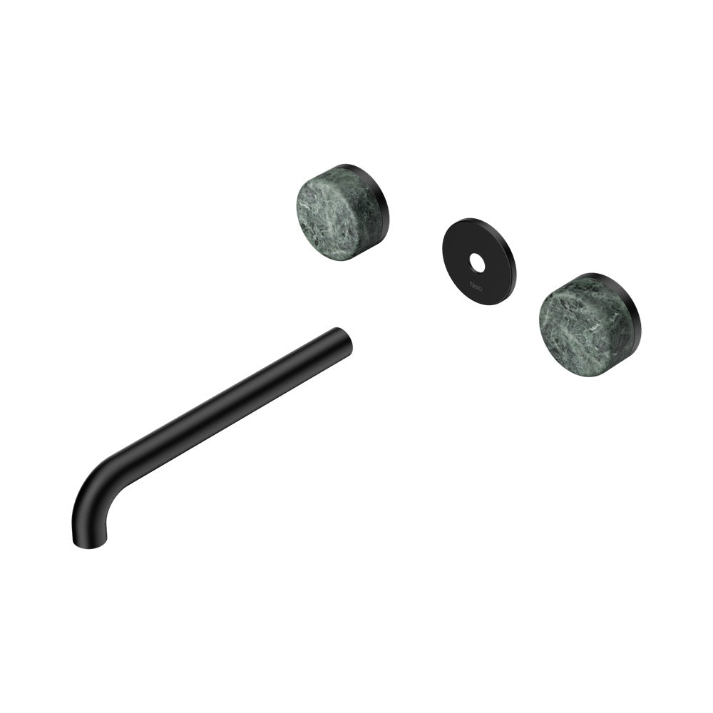 Nero Serenity Wall Basin Set 220mm Spout Trim Kit Only Verde Alpi Handle Matte Black 24D087MB
