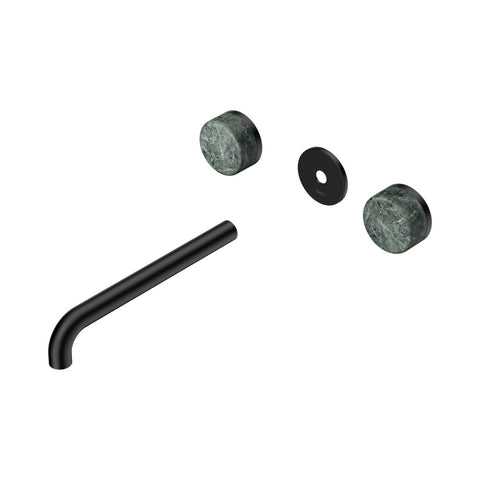 Nero Serenity Wall Basin Set 220mm Spout Trim Kit Only Verde Alpi Handle Matte Black 24D087MB