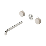 Nero Serenity Wall Basin Set 220mm Spout Trim Kit Only Rome Travertine Handle Brushed Nickel 24D088BN