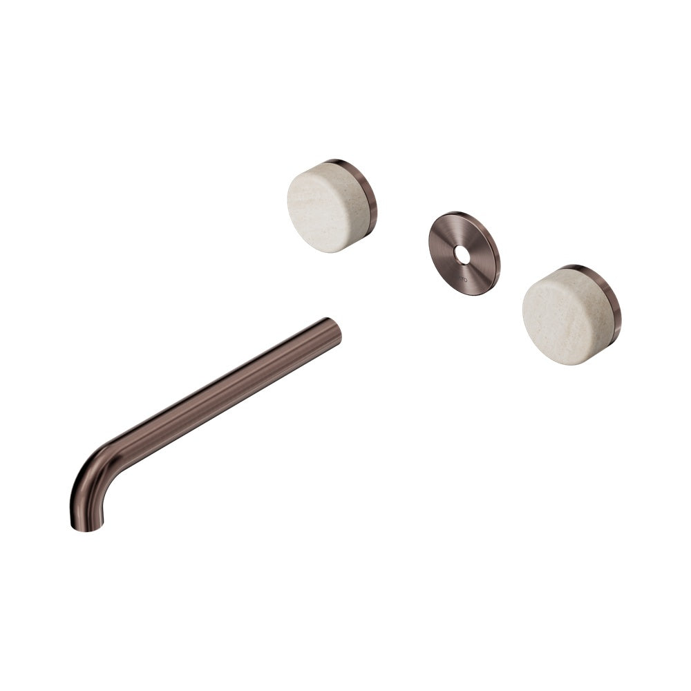 Nero Serenity Wall Basin Set 220mm Spout Trim Kit Only Rome Travertine Handle Brushed Bronze 24D088BZ