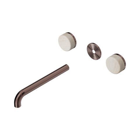 Nero Serenity Wall Basin Set 220mm Spout Trim Kit Only Rome Travertine Handle Brushed Bronze 24D088BZ