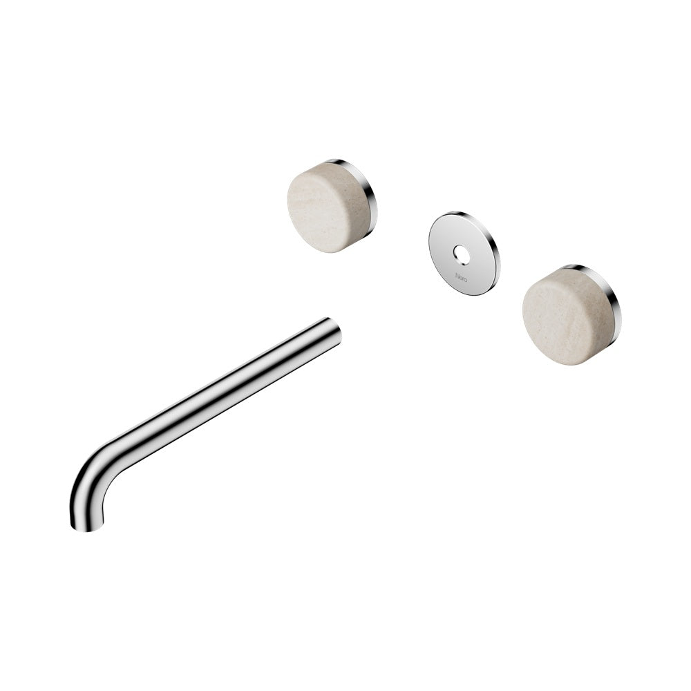 Nero Serenity Wall Basin Set 220mm Spout Trim Kit Only Rome Travertine Handle Chrome 24D088CH
