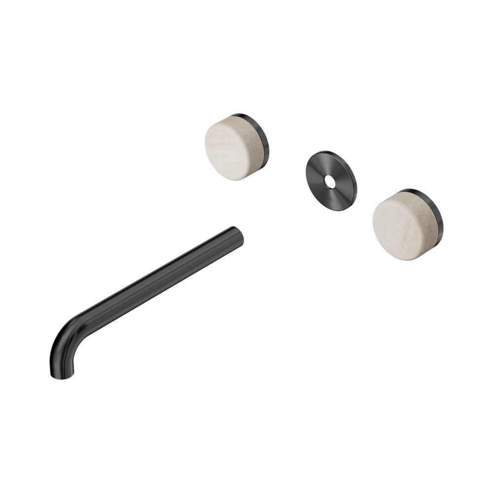 Nero Serenity Wall Basin Set 220mm Spout Trim Kit Only Rome Travertine Handle Gunmetal 24D088GM