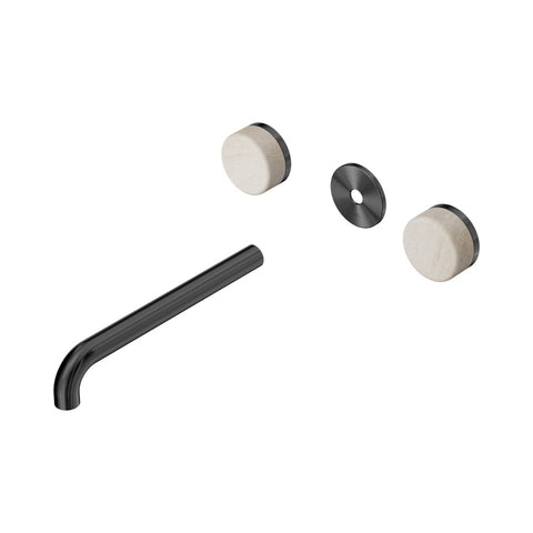 Nero Serenity Wall Basin Set 220mm Spout Trim Kit Only Rome Travertine Handle Gunmetal 24D088GM