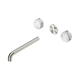 Nero Serenity Wall Basin Set 220mm Spout Trim Kit Only Arabescato Corchia Handle Brushed Nickel 24D089BN
