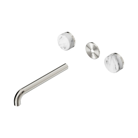 Nero Serenity Wall Basin Set 220mm Spout Trim Kit Only Arabescato Corchia Handle Brushed Nickel 24D089BN