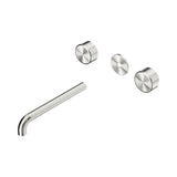 Nero Serenity Wall Basin Set 220mm Spout Trim Kit Only Metal Handle Brushed Nickel 24D091BN