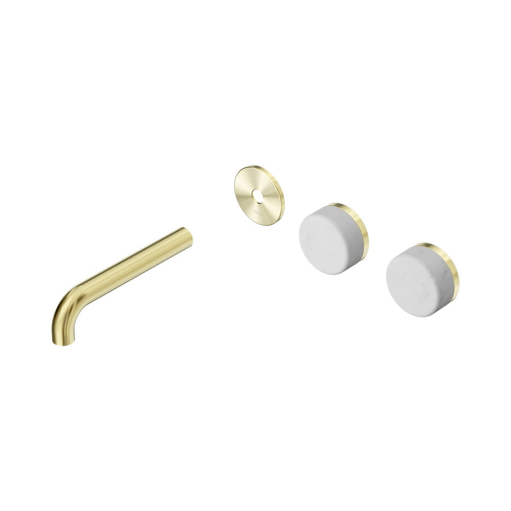Nero Serenity Wall Basin Set 160mm Offset Spout Trim Kit Only Carrara Handle Brushed Gold 24D092BG