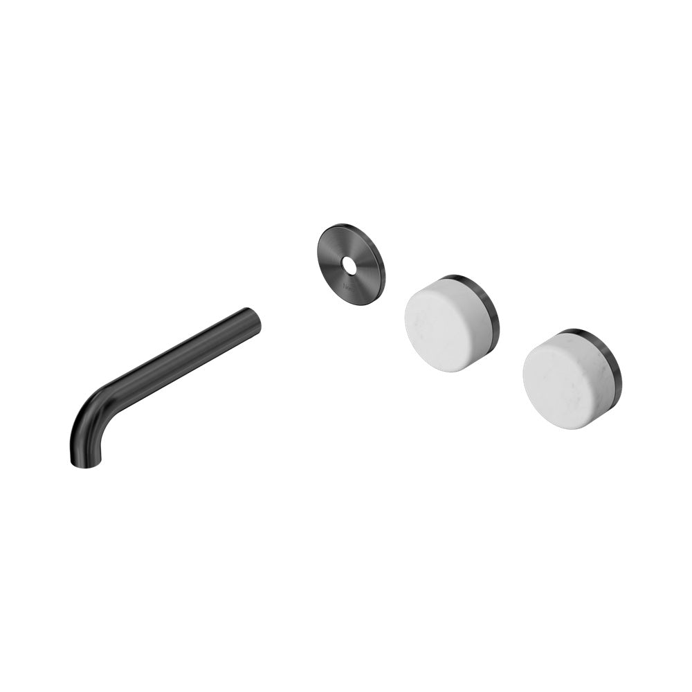 Nero Serenity Wall Basin Set 160mm Offset Spout Trim Kit Only Carrara Handle Gunmetal 24D092GM