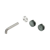 Nero Serenity Wall Basin Set 160mm Offset Spout Trim Kit Only Verde Alpi Handle Brushed Nickel 24D093BN
