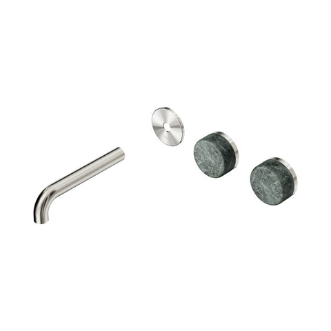 Nero Serenity Wall Basin Set 160mm Offset Spout Trim Kit Only Verde Alpi Handle Brushed Nickel 24D093BN