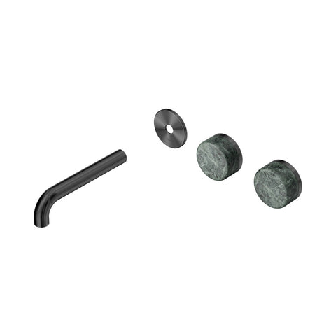 Nero Serenity Wall Basin Set 160mm Offset Spout Trim Kit Only Verde Alpi Handle Gunmetal 24D093GM