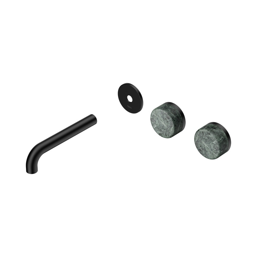 Nero Serenity Wall Basin Set 160mm Offset Spout Trim Kit Only Verde Alpi Handle Matte Black 24D093MB