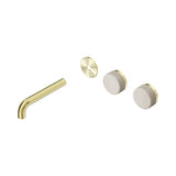 Nero Serenity Wall Basin Set 160mm Offset Spout Trim Kit Only Rome Travertine Handle Brushed Gold 24D094BG