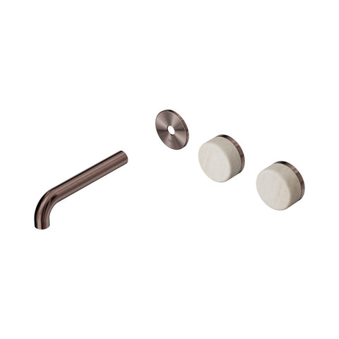 Nero Serenity Wall Basin Set 160mm Offset Spout Trim Kit Only Rome Travertine Handle Brushed Bronze 24D094BZ