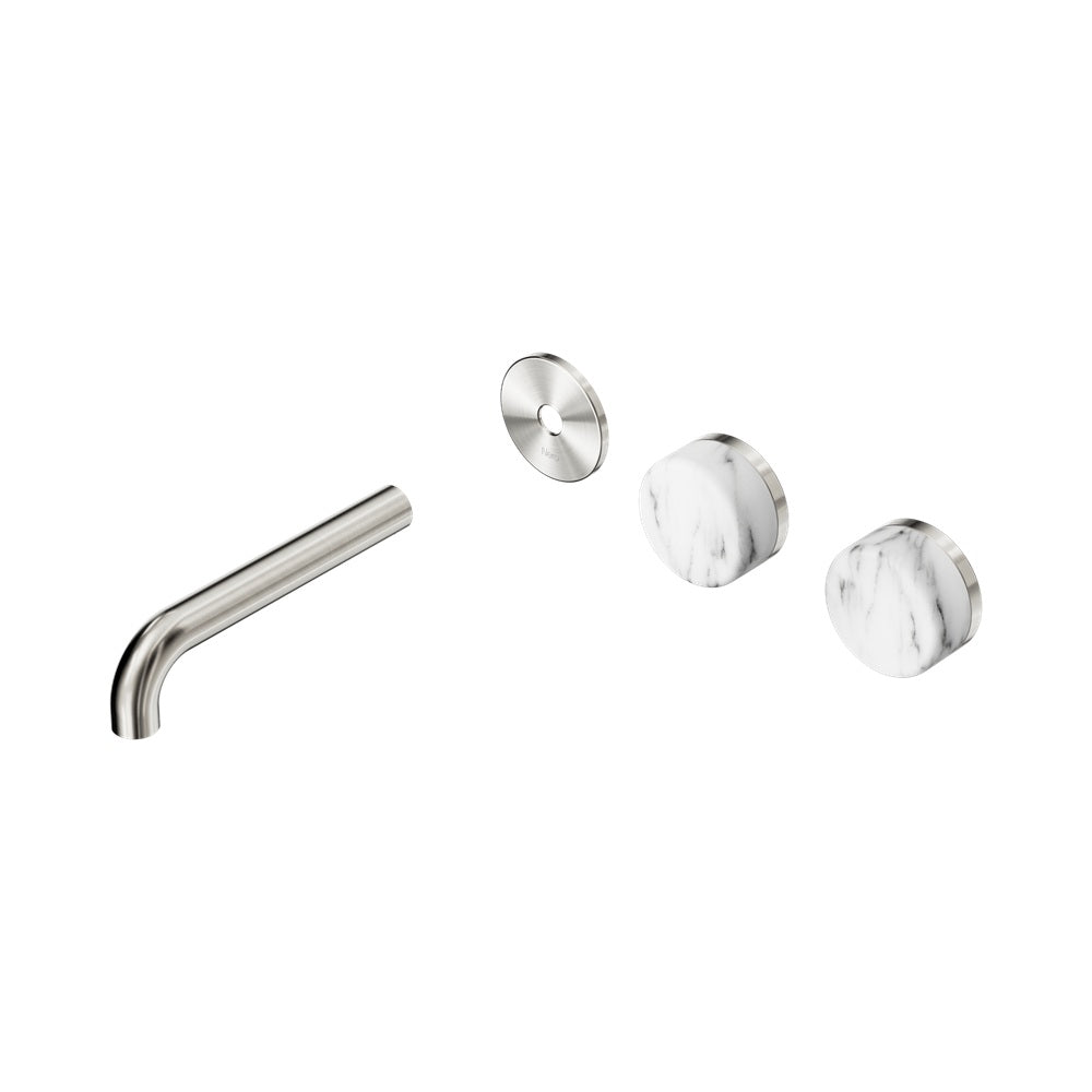 Nero Serenity Wall Basin Set 160mm Offset Spout Trim Kit Only Arabescato Corchia Handle Brushed Nickel 24D095BN