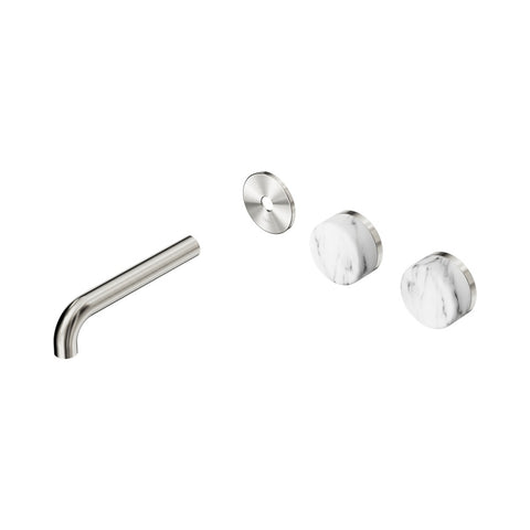 Nero Serenity Wall Basin Set 160mm Offset Spout Trim Kit Only Arabescato Corchia Handle Brushed Nickel 24D095BN