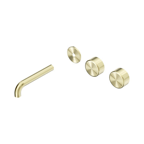 Nero Serenity Wall Basin Set 160mm Offset Spout Trim Kit Only Metal Handle Brushed Gold 24D097BG
