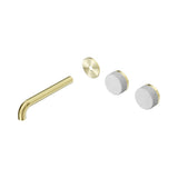 Nero Serenity Wall Basin Set 185mm Offset Spout Trim Kit Only Carrara Handle Brushed Gold 24D098BG