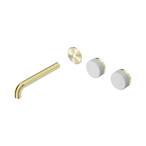 Nero Serenity Wall Basin Set 185mm Offset Spout Trim Kit Only Carrara Handle Brushed Gold 24D098BG