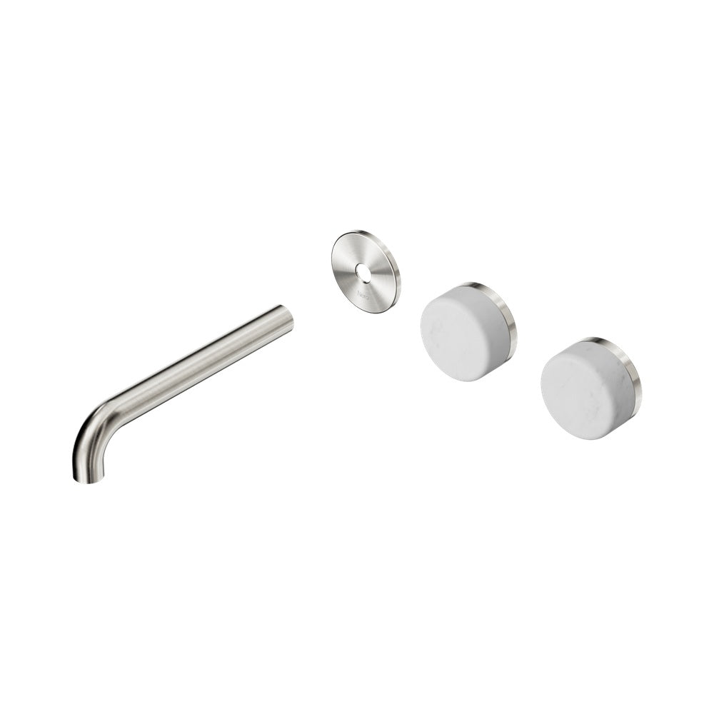 Nero Serenity Wall Basin Set 185mm Offset Spout Trim Kit Only Carrara Handle Brushed Nickel 24D098BN
