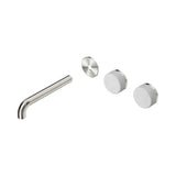 Nero Serenity Wall Basin Set 185mm Offset Spout Trim Kit Only Carrara Handle Brushed Nickel 24D098BN