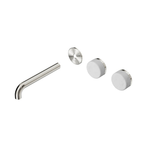 Nero Serenity Wall Basin Set 185mm Offset Spout Trim Kit Only Carrara Handle Brushed Nickel 24D098BN