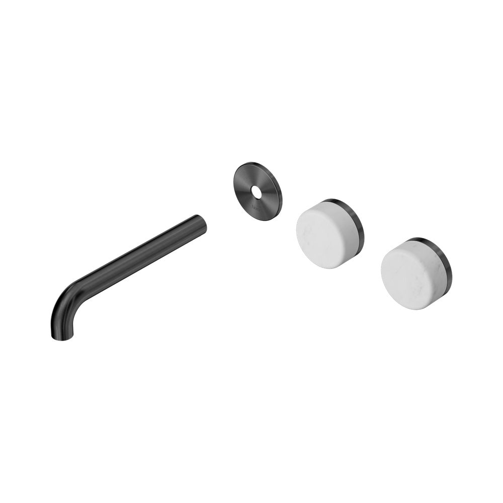Nero Serenity Wall Basin Set 185mm Offset Spout Trim Kit Only Carrara Handle Gunmetal 24D098GM