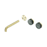 Nero Serenity Wall Basin Set 185mm Offset Spout Trim Kit Only Verde Alpi Handle Brushed Gold 24D099BG