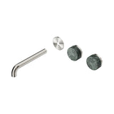 Nero Serenity Wall Basin Set 185mm Offset Spout Trim Kit Only Verde Alpi Handle Brushed Nickel 24D099BN