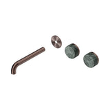 Nero Serenity Wall Basin Set 185mm Offset Spout Trim Kit Only Verde Alpi Handle Brushed Bronze 24D099BZ