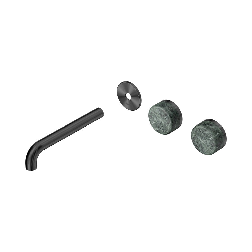 Nero Serenity Wall Basin Set 185mm Offset Spout Trim Kit Only Verde Alpi Handle Gunmetal 24D099GM