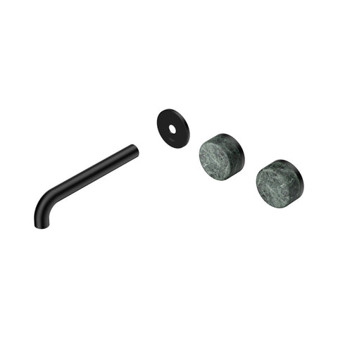 Nero Serenity Wall Basin Set 185mm Offset Spout Trim Kit Only Verde Alpi Handle Matte Black 24D099MB